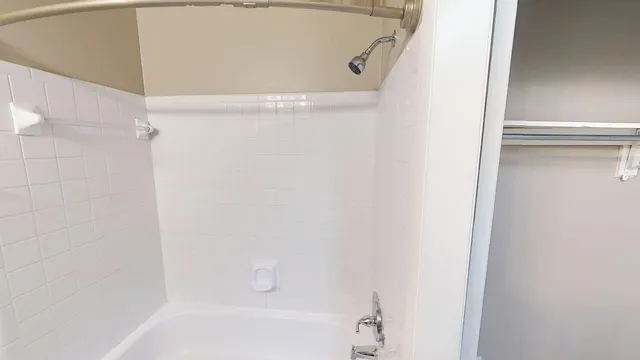 a bathroom with a bathtub