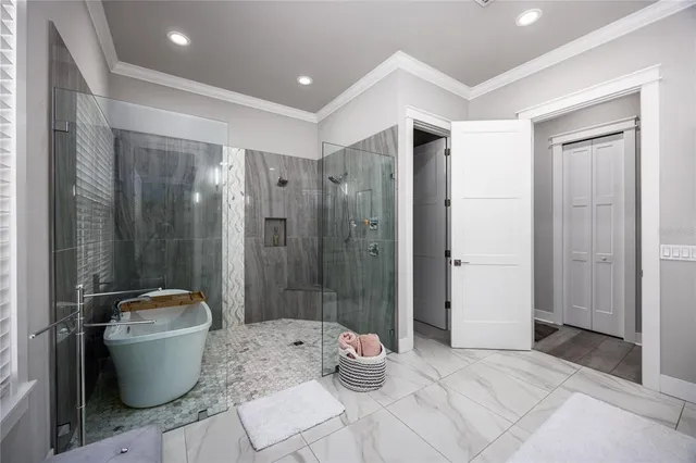 a view of a swimming pool with chairs