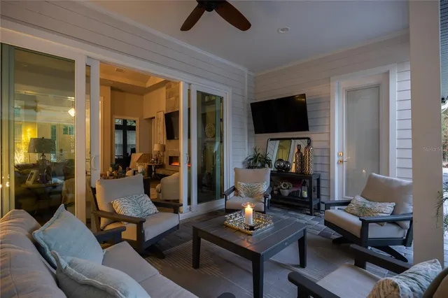 a view of outdoor space with seating