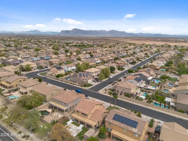 an aerial view of a house