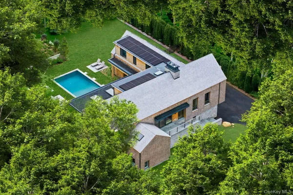 an aerial view of a house