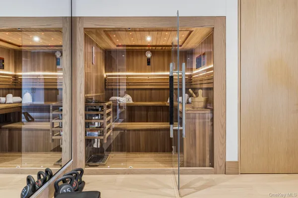 a view of a gallery with door