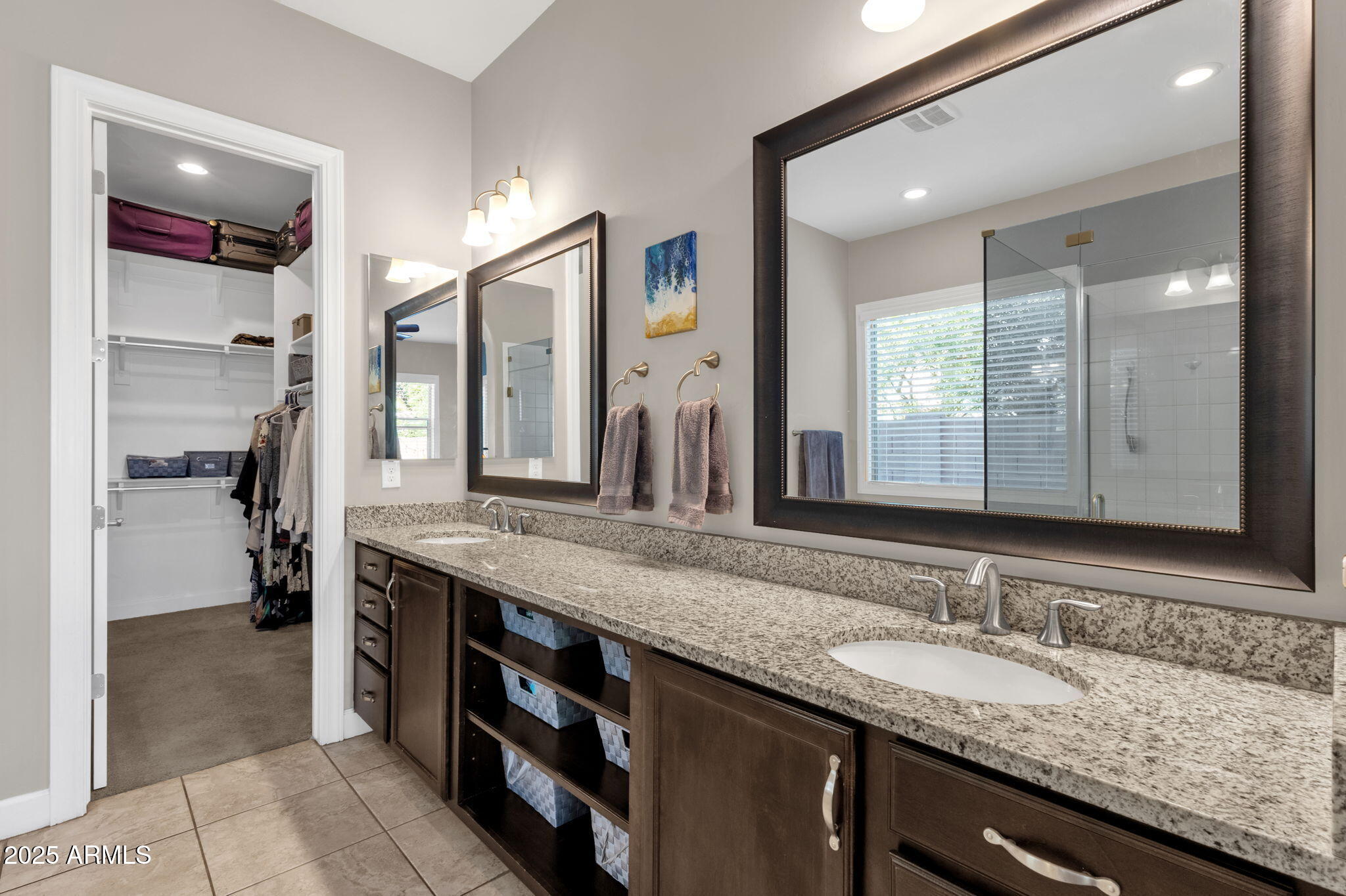 22322 East Rosa Road Queen Creek, AZ 85142 - Photo 30 of 83 a bathroom with a granite countertop double vanity sink and a mirror