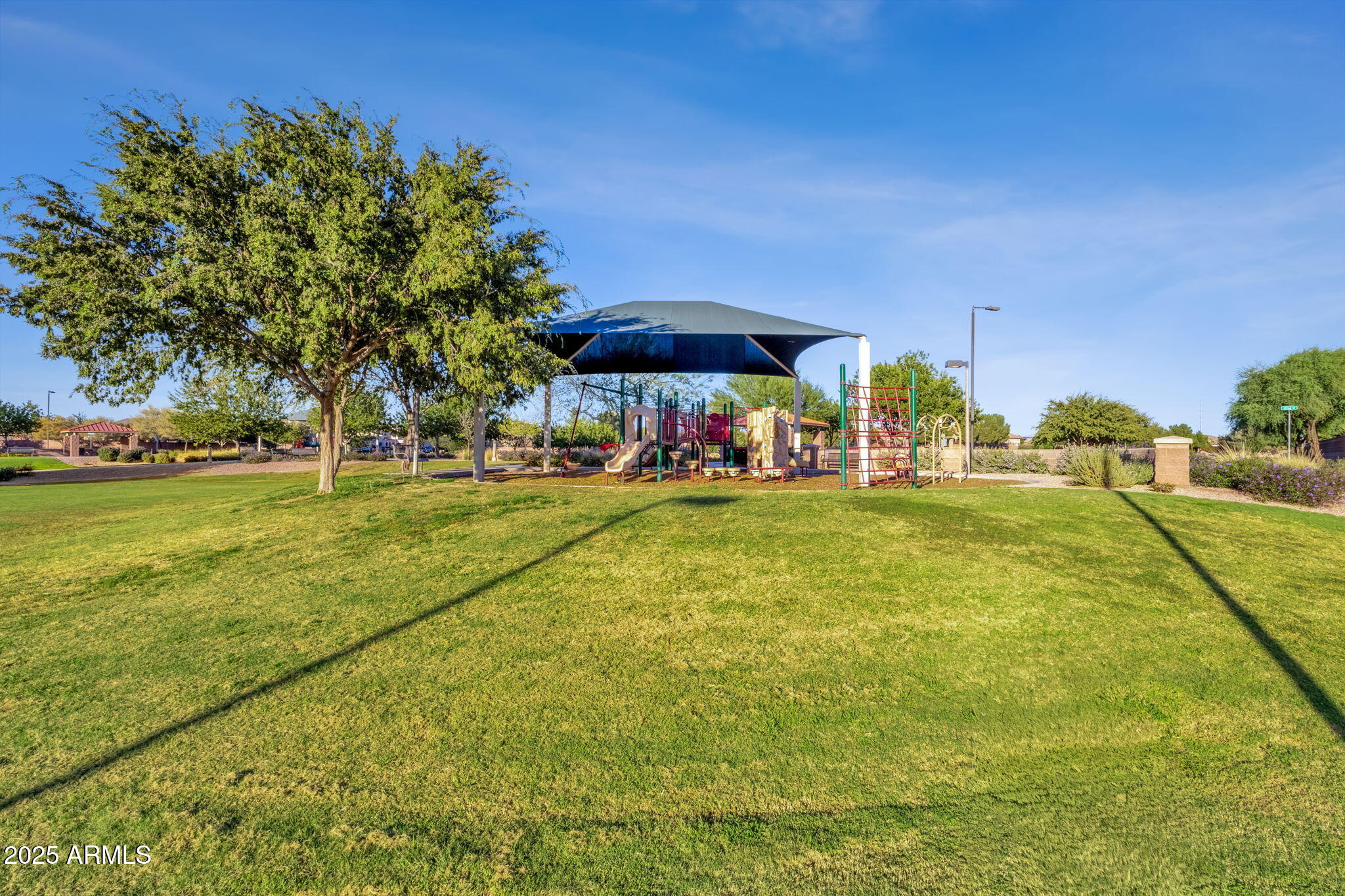 22322 East Rosa Road Queen Creek, AZ 85142 - Photo 69 of 83 a view of yard with swimming pool outdoor seating and trees in the background