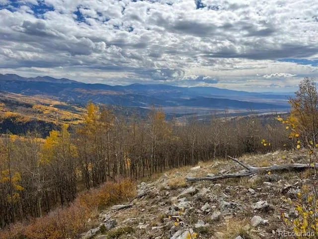 a view of a yard with a mountain