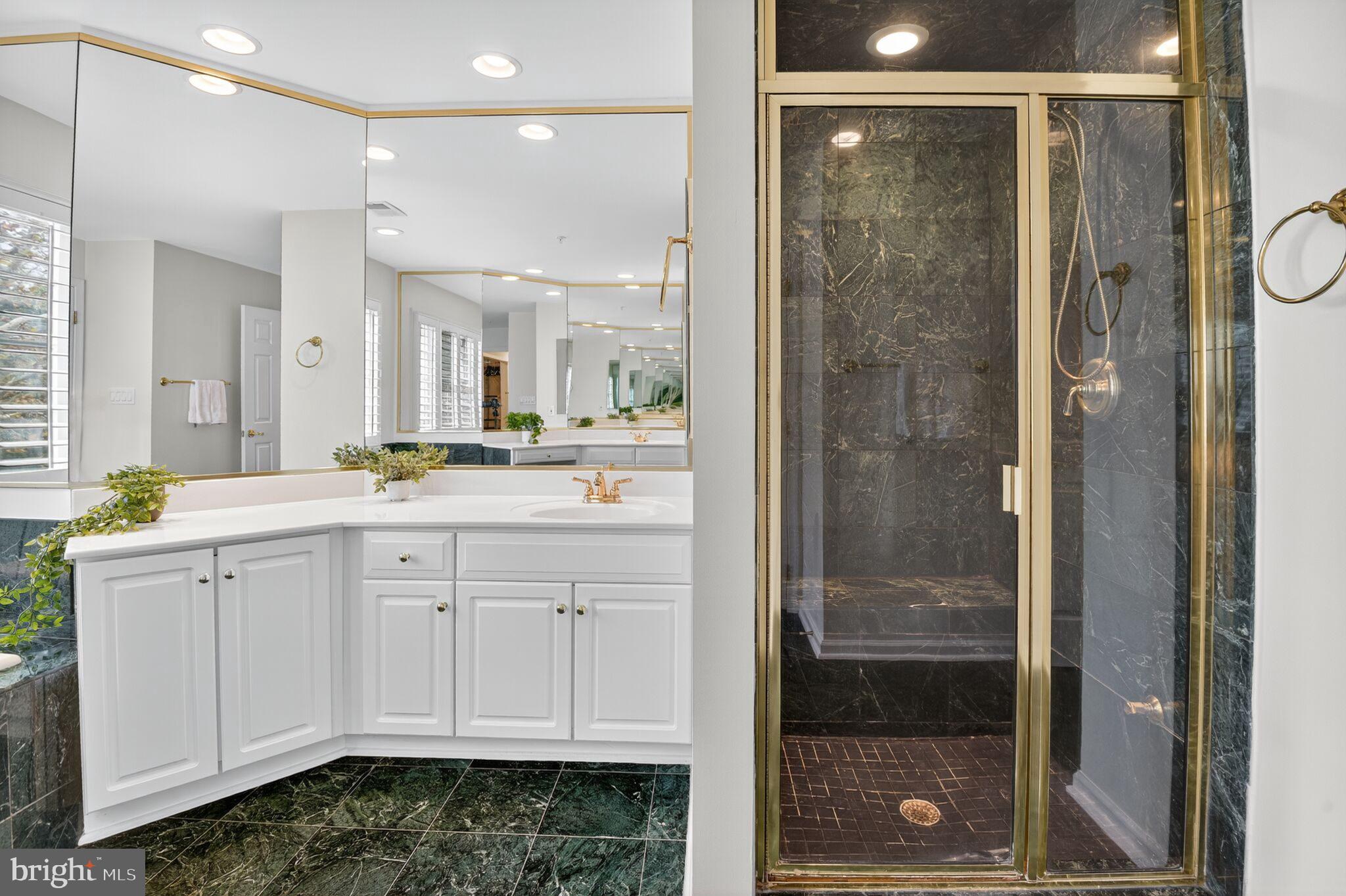 4015 Mansion Drive Northwest Washington, DC 20007 - Photo 17 of 34 a bathroom with a shower sink and mirror