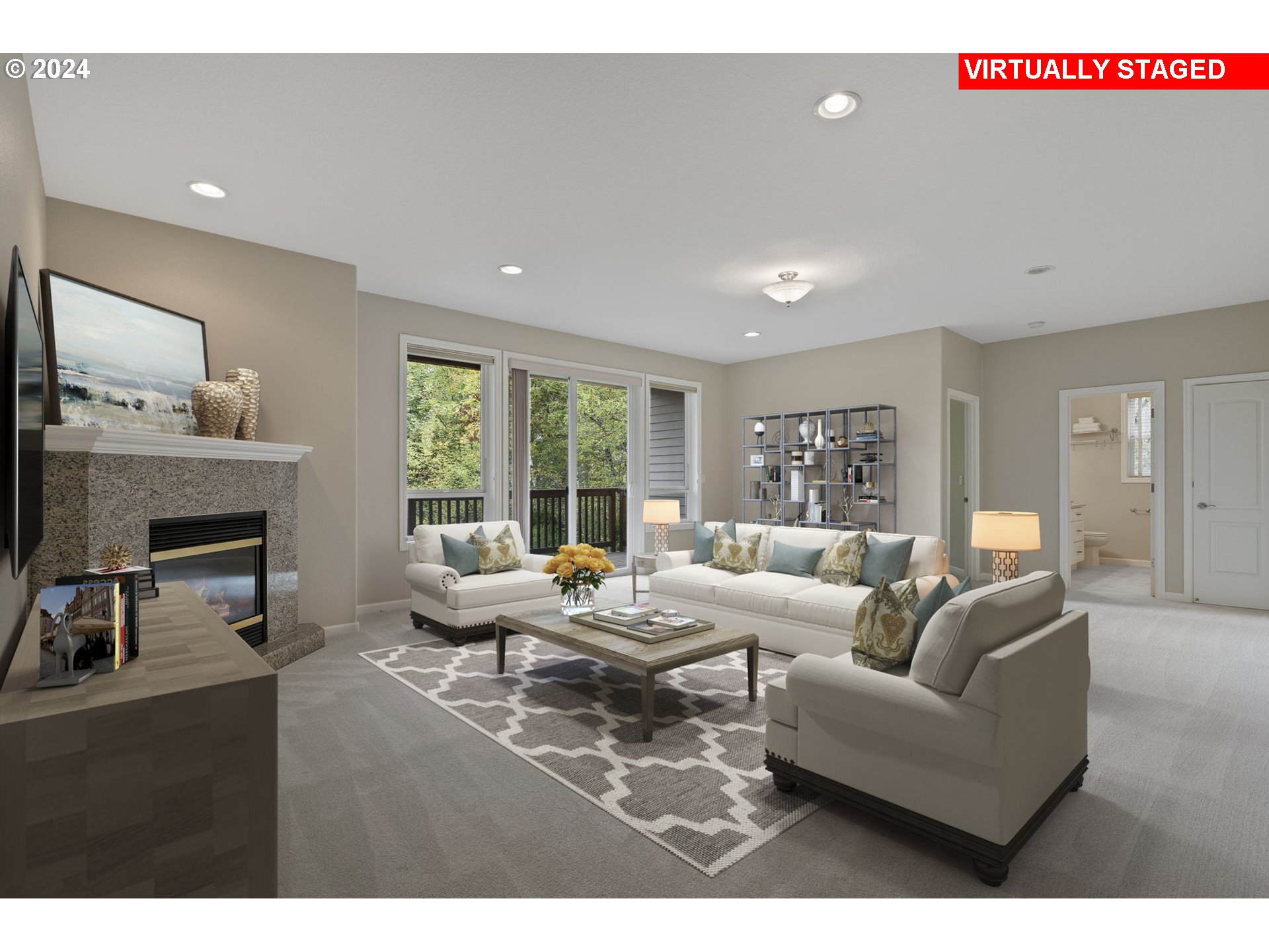 2250 Crestview Drive West Linn, OR 97068 - Photo 28 of 48 a living room with furniture and a fireplace