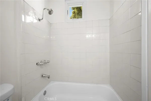 a bathroom with a bathtub