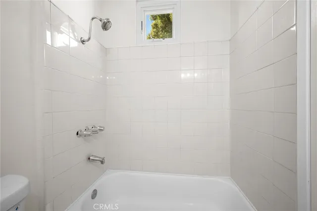 a bathroom with a bathtub
