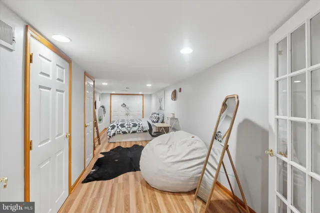 a view of a living room and hardwood floor