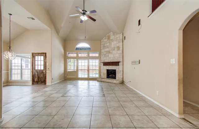 an empty room with windows