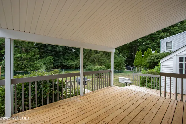 a view of a wooden deck