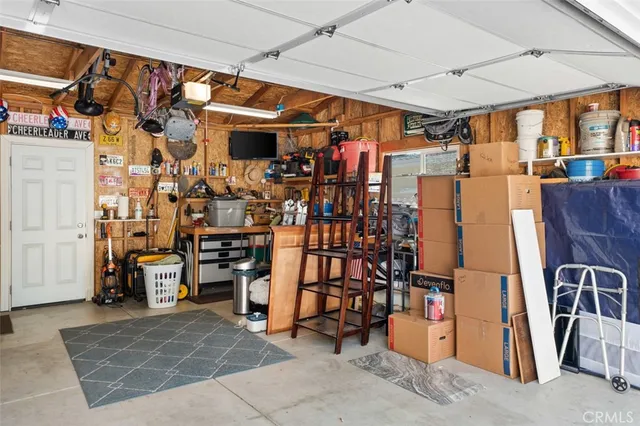 a view of a storage room with shelves