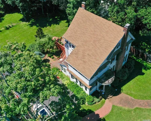 an aerial view of a house