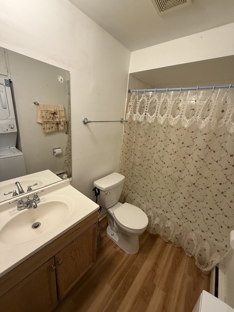 7100 99th Street, Unit 204 Chicago Ridge, IL 60415 - Photo 5 of 9 a bathroom with a sink a toilet and a mirror