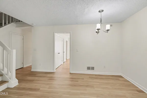 an empty room with a workbench