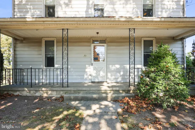 a view of a building with a door