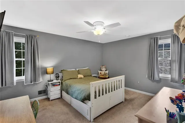 a view of a room with a window