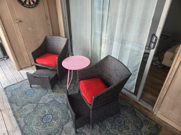 a living room with furniture