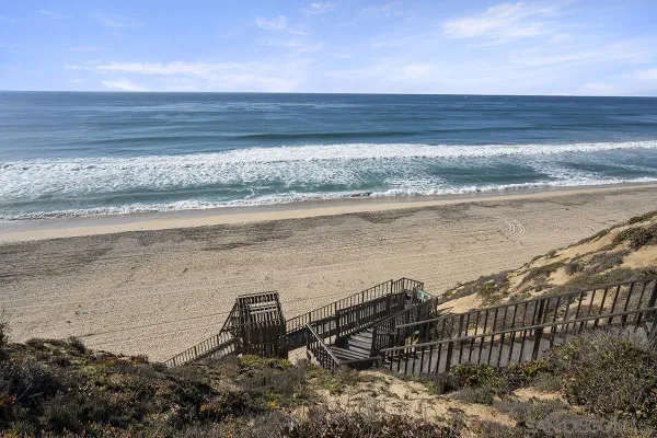 a view of beach and ocean