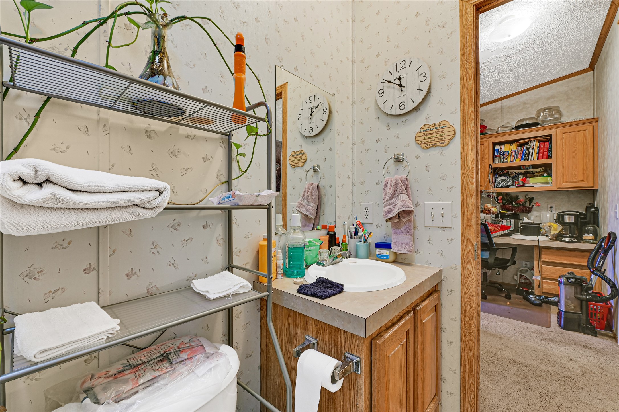 17106 Pickering Road Conroe, TX 77302 - Photo 31 of 50 a bathroom with a sink a vanity and a mirror