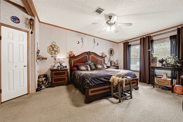 a bedroom with a bed and a walk in closet