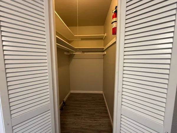 a view of a balcony with door