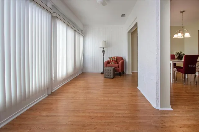 a view of small space with racks on the wall