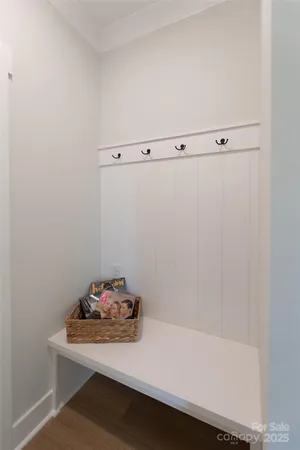 a bathroom with a sink and a shower curtain