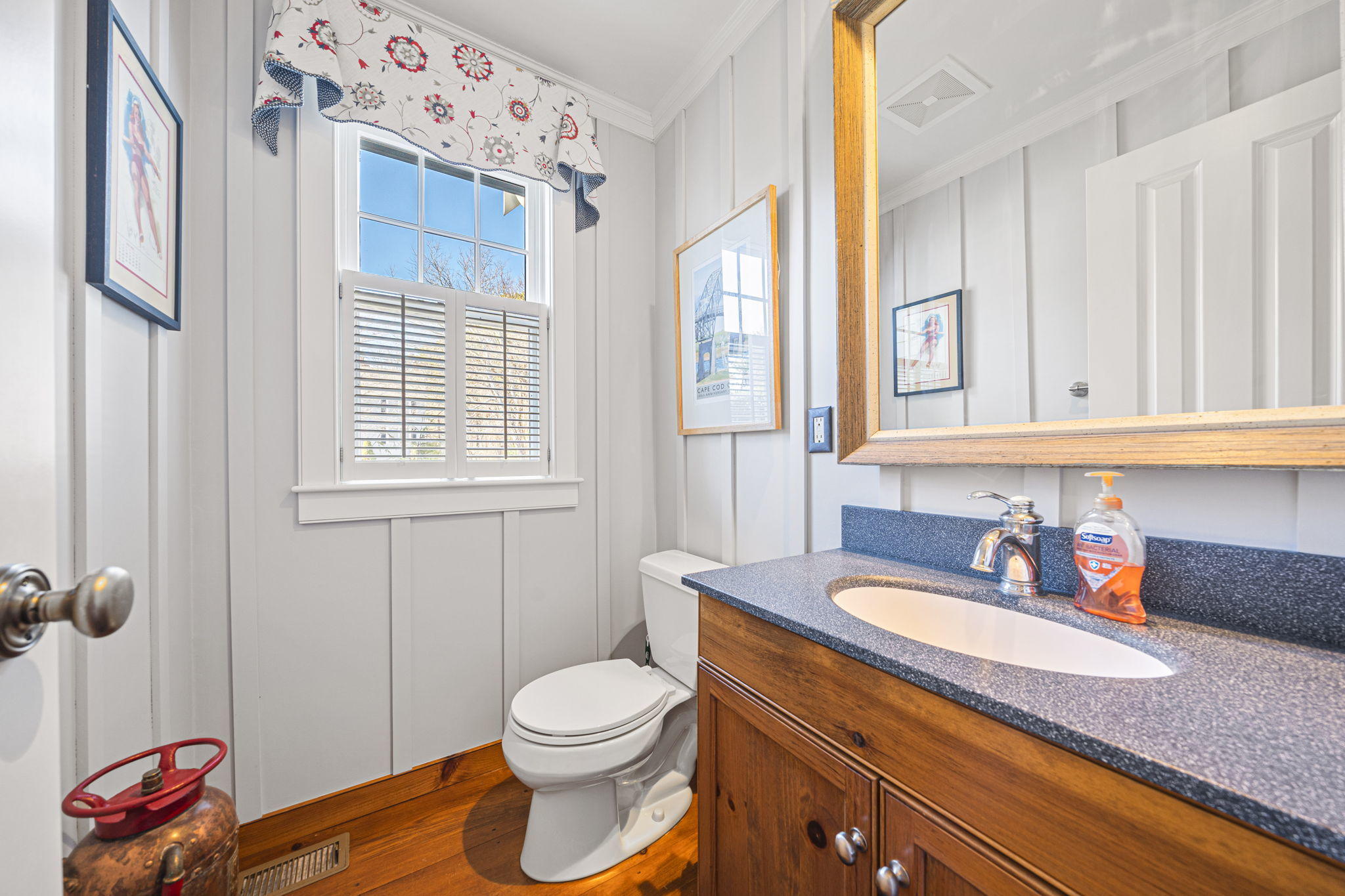 46 Lookout Road Yarmouth Port, MA 02675 - Photo 21 of 49 a bathroom with a granite countertop sink mirror vanity and toilet