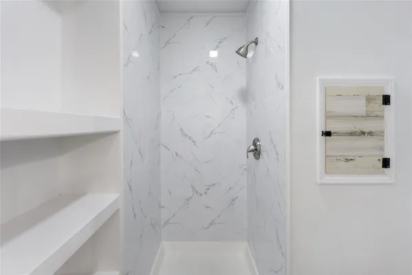 a bathroom with a shower