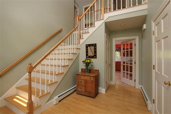 17 Old Rubbly Road Beverly, MA 01915 - Photo 2 of 17 a view of staircase with lots of frames on wall and a window