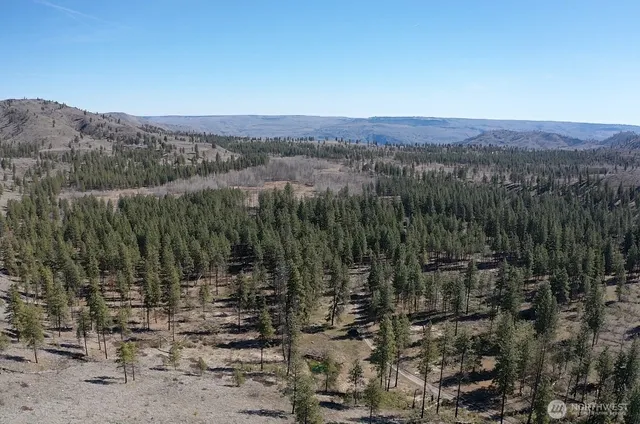 a view of a town with mountains in the background