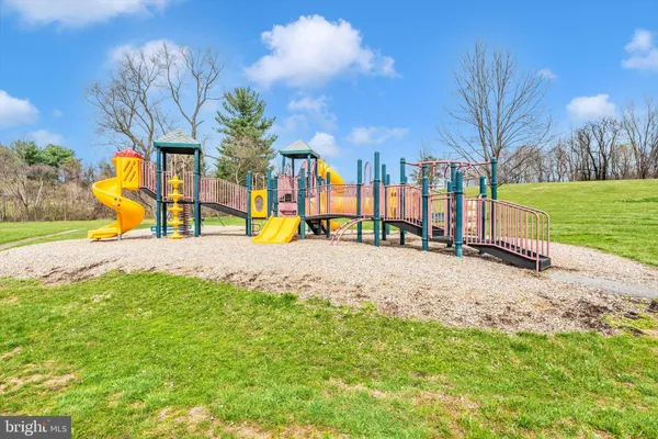 a view of a park with slide