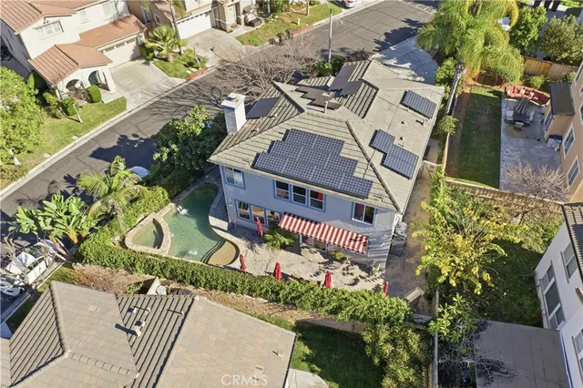 an aerial view of a house