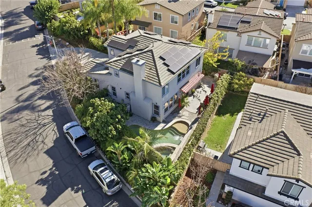 an aerial view of a house