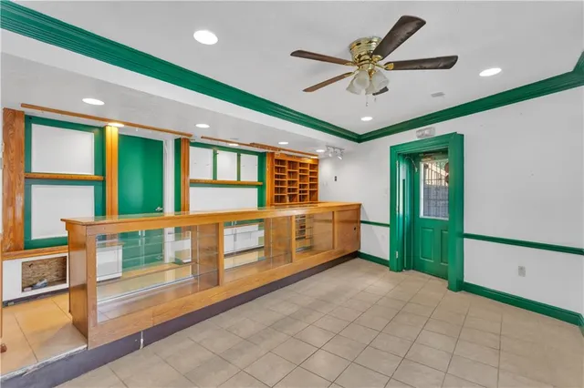 a view of an entryway with a fan