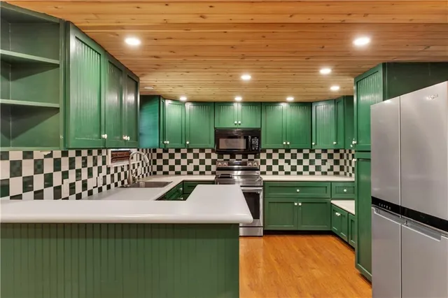 a bathroom with a sink and mirror