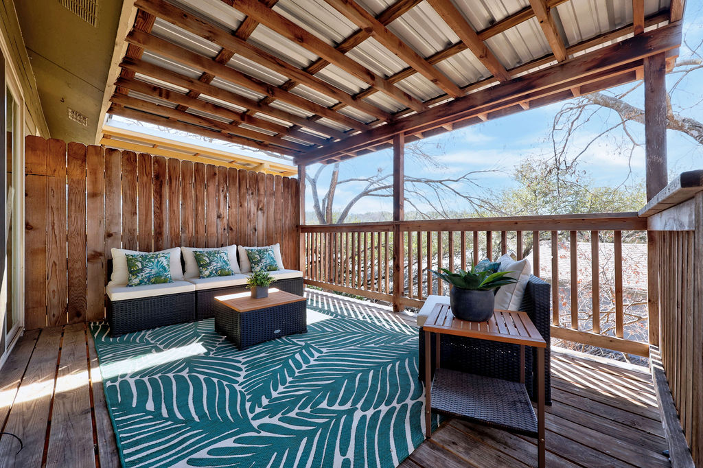 6486 Hart Lane Austin, TX 78731 - Photo 21 of 28 Wooden terrace with an outdoor lounge area