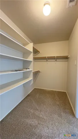 a view of an empty walk in closet