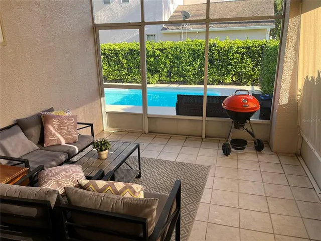 a outdoor living space with furniture