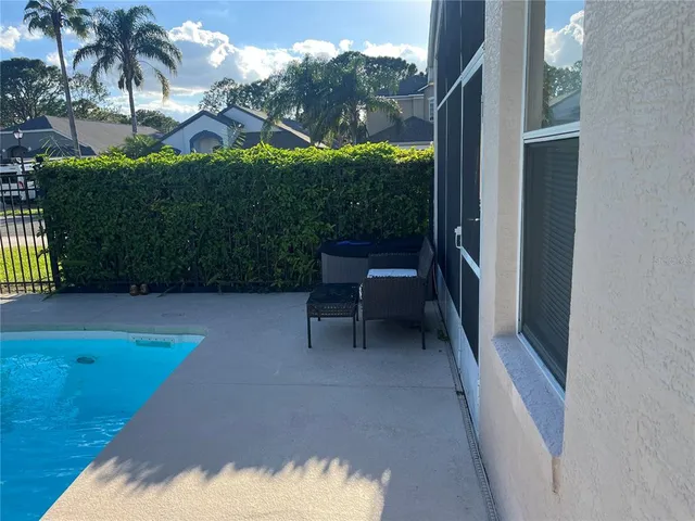 a view of a backyard with plants