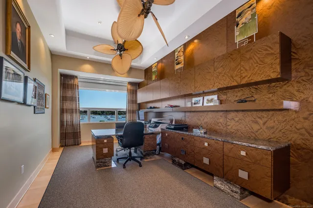 a work place with a desk and chair