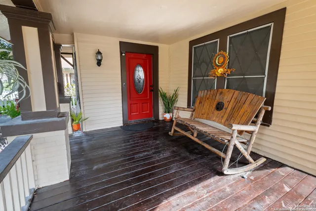 a living room with wooden floor