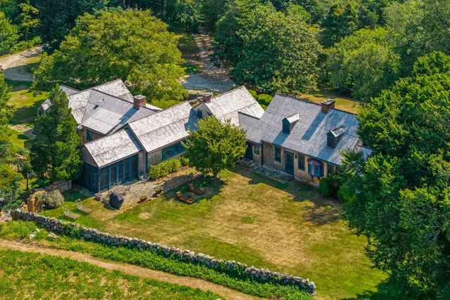 an aerial view of a house