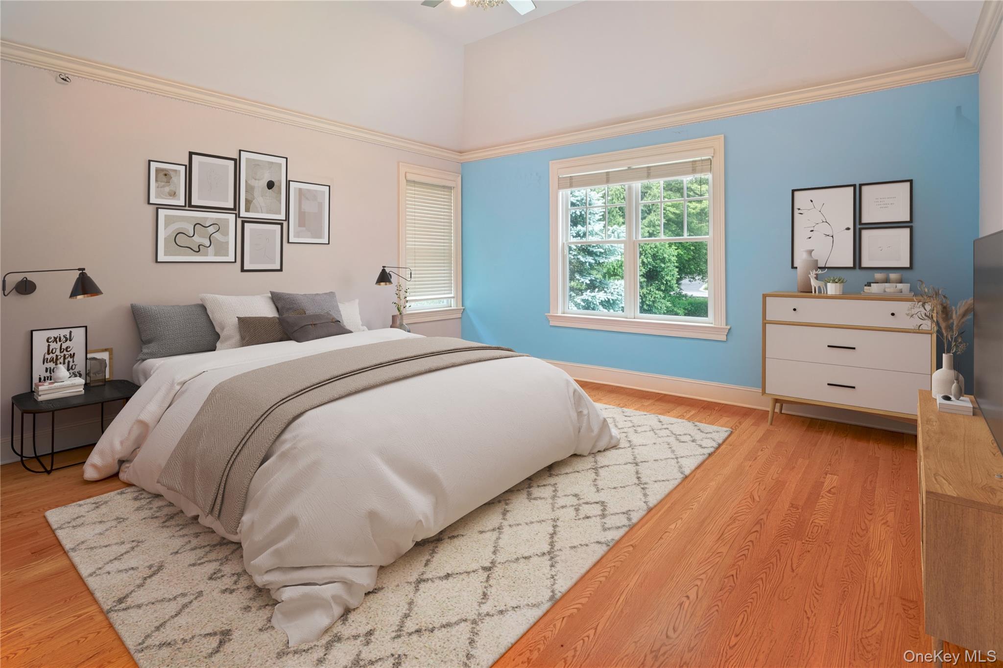 77 Byram Ridge Road Armonk, NY 10504 - Photo 34 of 48 Bedroom 2, tray ceiling, en-suite bath, ceiling fan, walk-in closet