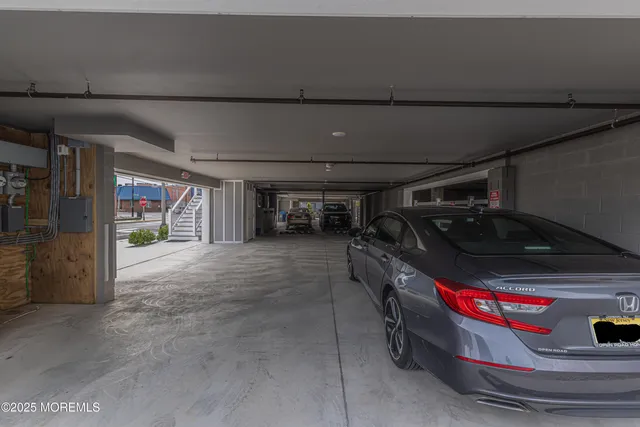 a view of a room with racks on the wall