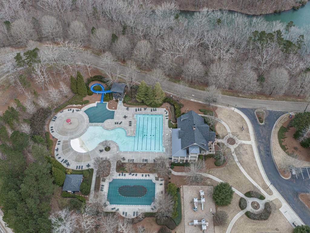 200 Lakeside Place Canton, GA 30114 - Photo 30 of 38 an aerial view of a fireplace with table and chairs