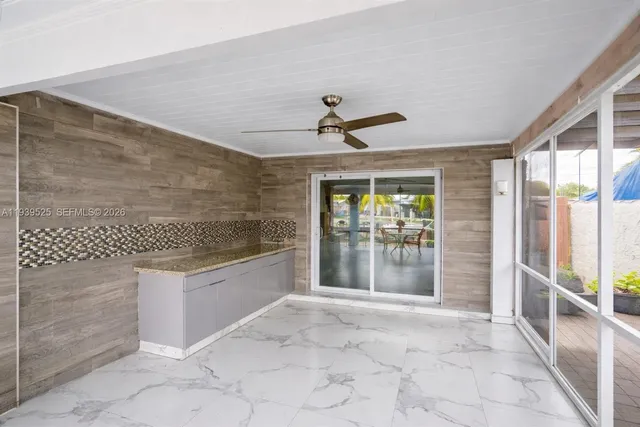 a large white room with a large window