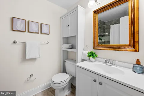 a bathroom with a sink toilet and vanity